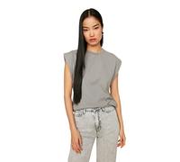 TRENDYOL Damen Rundhalsausschnitt Unifarben Regular T-Shirt, Grau, M EU