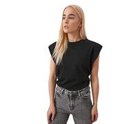 Trendyol Damen Rundhalsausschnitt Unifarben Regular T-Shirt, Schwarz, S EU