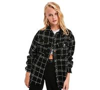 Trendyol Damen Schwarzes mobiles detaillierte karierte Jacke-Hemd Shirt, Black, 38
