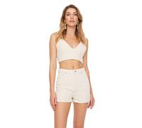 TRENDYOL Damen-Shorts, hohe Taille, gerades Bein, Stone, 13 Jahre