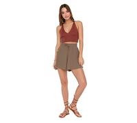 TRENDYOL Damen-Shorts, Normale Taille, kurzes Bein, Oversize-Hose, Mink, S