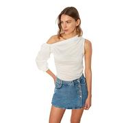 Trendyol Damen Single Schulter Gestrickte Bluse Blouse, Ecru, M EU
