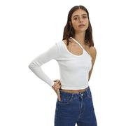 Trendyol Damen Slim Bodycon Asymmetrischer Kragen Gestrickt Bluse, Ecru, S