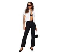 TRENDYOL Damen Sorte lige udskårne foldede bukser Pants, Schwarz, 36 EU