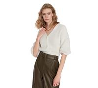 Trendyol Damen Strickjacke, Normale Passform, V-Ausschnitt, Strickwaren Pullover, beige, L