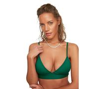 TRENDYOL Damen Strukturiertes Dreieck-bikini-top Bikini Top Contemporary, Grün, 36