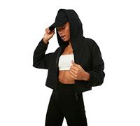 TRENDYOL Damen Trendyol Crop Knitted Singard Hooded Sweatshirt, Schwarz, M EU