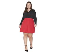 TRENDYOL Damen Trendyol Damen Große Größen Mini A-linie Plisseerock Webstoff Große Größen in Rock Scooter Skirt, Rot, 50 Große Größen EU