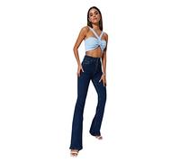 TRENDYOL Damen Trendyol Damen-jeans, Hohe Taille, Ausgestelltes Bein Hose Täglich, Dunkelblau, 42