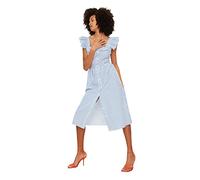 TRENDYOL Damen Trendyol Damen Midi-hemdkleid, Normale Passform, Gewebtes Kleid Kleid Lässig, Blau, 62
