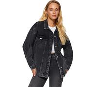 TRENDYOL Damen Trendyol Damen Oversize Standard Plain Denim Jacke Coat, Schwarz, XS EU