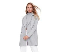 TRENDYOL Damen Trendyol Damen Oversize Standard Plain Webstoff Mantel Coat, Grau, 36 EU