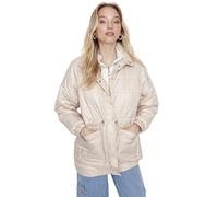 TRENDYOL Damen Trendyol Damen Regular Puffer Plain Webstoff Winterjacke Coat, Beige, M EU