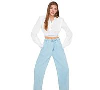 TRENDYOL Damen Trendyol Damen Regular Standard Hemdkragen Woven Shirt Hemd, Weiß, 38 EU