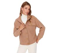 TRENDYOL Damen Trendyol Damen Regular Zweireihig Plain Webstoff Mantel Coat, Beige, 40 EU
