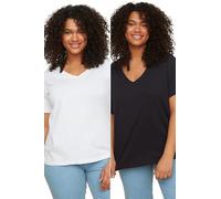 TRENDYOL Damen Trendyol Damen T-shirt mit V-ausschnitt, Normale Passform, Übergröße Hemd Lässig, Merhfarbig, 3XL Große Größen