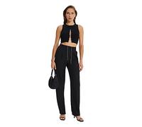 Trendyol Collection Schwarze, Gerade Geschnittene, Plissierte Webhose für Damen - 38