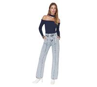 TRENDYOL Damen Trendyol Herren Hoher Bund Weites Bein der 90er Jeans, Blau, 36 EU