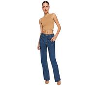TRENDYOL Damen Trendyol Herren Hoher Bund Weites Bein der 90er Jeans, Blau, 42 EU