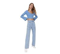 TRENDYOL Damen Trendyol Herren Hoher Bund Weites Bein der 90er Jeans, Hellblau, 42 EU