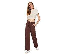 TRENDYOL Damen Trendyol Herren Hoher Bund Wide Leg Jeans, Braun, 36 EU