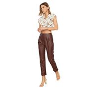 TRENDYOL Damen Trendyol Herren Hoher Bund Zigarettenschnitt Hose Pants, Bordeaux, 36 EU