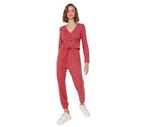 TRENDYOL Damen Trendyol Herren Loungewear Hoher Bund Figurbetont Hose Pants High Waist Woven Fitted Stone Pants, Burgundy, M