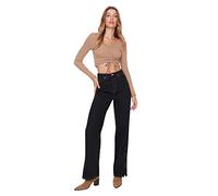 TRENDYOL Damen Trendyol Men's High Waisted Wide Leg 90s Jeans, Schwarz, 40 EU