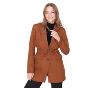 TRENDYOL Damen Trendyol Modieuze jas voor dames, regular shift effen geweven stof Coat, Camelfarben, 36 EU