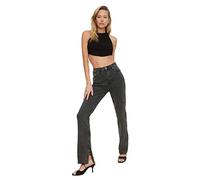 TRENDYOL Damen Trendyol Rip Hohe Taille Slim Flare Jeans Jeans Palazzo, Anthrazit, 42