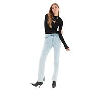 TRENDYOL Damen Trendyol Rip Hohe Taille Slim Flare Jeans Jeans Palazzo, Blau, 34