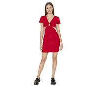 TRENDYOL Damen Trendyol Woman Midi Bodycon Crew Neck Knit Dress Kleid, Rot, 42 EU