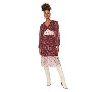 TRENDYOL Damen Trendyol Woman Midi Standard V-ausschnitt Webstoff Kleid, Mehrfarbig, 42 EU