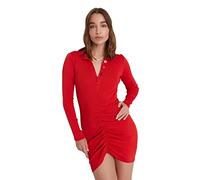TRENDYOL Damen Trendyol Women's Knitted Dress With Turtleneck Kleid, Rot, M EU
