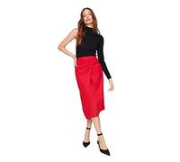 TRENDYOL Damen Trendyol Women's Midi Asymmetric Pencil Woven Fabric Skirt, Rot, 34 EU