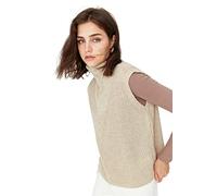 TRENDYOL Damen Twoaw23sv00097/Taş Sweater Hochabschließender Kragen Standard Greige Strickweste, Stone, 42