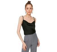 Trendyol Damen TWOSS19BB0161 Regular Fit Basic Cowl Neck Woven Bluse, Schwarz, 34