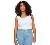 Trendyol Damen Unterhemd, normal, Rundhalsausschnitt, Übergröße Hemd, weiß, 4XL Größen