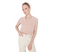 TRENDYOL Damen V-neck Plain Regular Vest Sweater, Puder, S EU