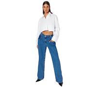 Trendyol Damen Wohnung Weites Bein Hohe Taille Jeans