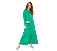 TRENDYOL Damen Woman Design Maxi Smock Crew Neck Knit Dress, Grün, L
