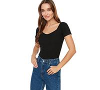 TRENDYOL Damen Woman Fitted Bodycon Scoop Neck Knit Blouse Hemd (1er Pack)
