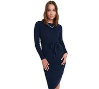 TRENDYOL Damen Woman Midi Bodycon Crew Neck Knitwear Dress, Navy Blau, S EU
