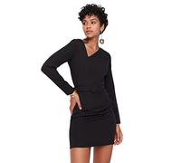 Trendyol Damen Woman Mini A-line Crew Neck Woven Dress Kleid, Schwarz, 36