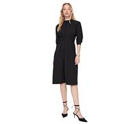 Trendyol Damen Woman Mini A-Linie Stehkragen Webstoff Kleid, Schwarz, 36