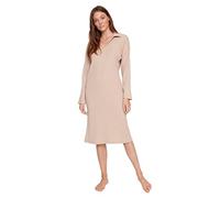 TRENDYOL Damen Woman Mini Bodycon Crew Neck Knitwear Dress Kleid, Beige , 38 EU (Markengröße:M)