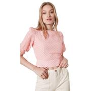 Trendyol Damen Woman Regular Standard Boat Neck Woven Blouse Hemd, Powder, 40