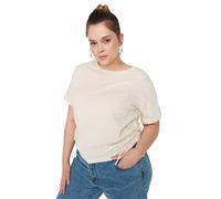 Trendyol Damen Woman Regular Standard Crew Neck Knit Plus Size T-Shirt Hemd, Stone, 42