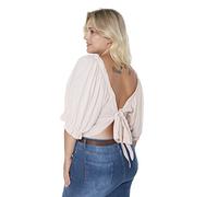 Trendyol Damen Woman Regular Standard Crew Neck Woven Plus Size Blouse Hemd, Powder, 42