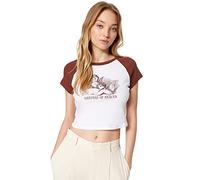 Trendyol Damen Woman Slim fit Basic Crew Neck Knit T-Shirt Hemd, braun, XL
